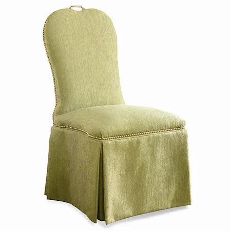 Upholstered Dining Chair with Dressmaker Skirt and Nailhead Trim